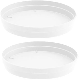 Eda 4x stuks bloempot kunststof onderschalen Toscane wit D35 cm