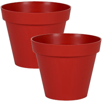 Eda 4x stuks bloempotten Toscane kunststof rood D30 x H26 cm