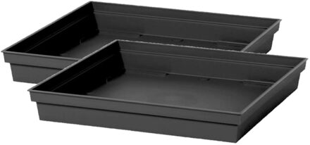 Eda Bloempot onderschaal - 3x - antraciet - kunststof - L33 x B33 x H5 cm - opvangschaal