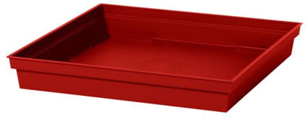 Eda Bloempot - onderschaal - rood - kunststof - 27 x 27 x 4 cm - Onderschalen/opvangschalen