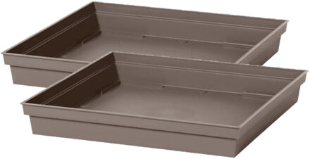 Eda Bloempot onderschaal Toscane - 2x stuks - taupe - vierkant - L33 x B33 x H5 cm - kunststof