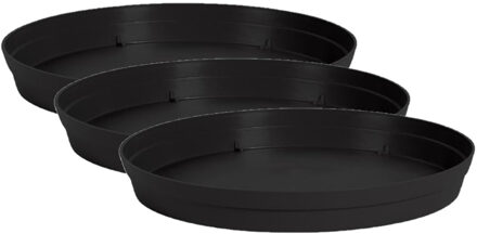 Eda Bloempot onderschaal Toscane - 3x stuks - kunststof - antraciet - D23 cm - opvangschalen