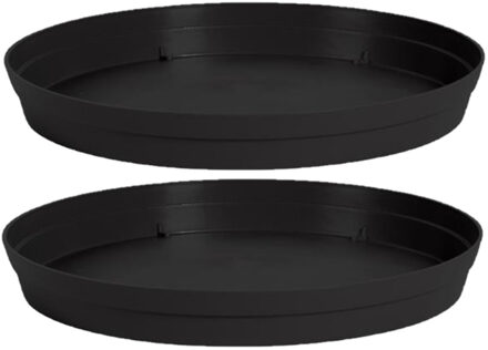 Eda Bloempot onderschaal Toscane - 4x stuks - kunststof - antraciet - D23 cm - opvangschalen