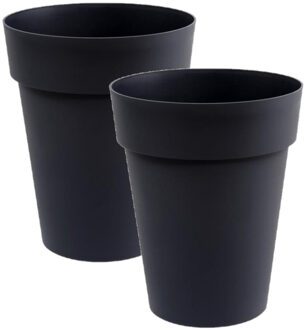 Eda Bloempot Toscane 3x kunststof antraciet grijs D44 x H53 cm