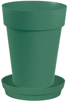 Eda Bloempot Toscane kunststof donkergroen D44 x H53 cm inclusief onderschaal D35 cm