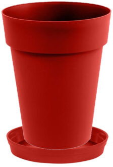 Eda Bloempot Toscane kunststof rood D44 x H53 cm inclusief onderschaal D35 cm