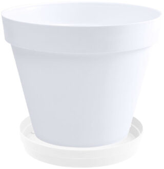 Eda Bloempot Toscane kunststof wit D30 x H26 cm inclusief onderschaal D23 cm