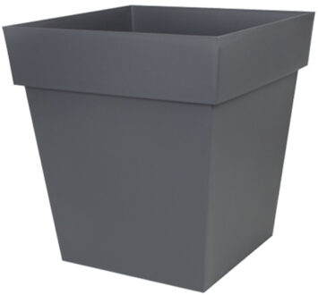 Eda Bloempot Toscane vierkant - kunststof - donkergrijs - L39 x B39 x H39 cm - 38L - plantenpot