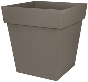 Eda Bloempot Toscane vierkant kunststof taupe L39 x B39 x H39 cm - Plantenpotten