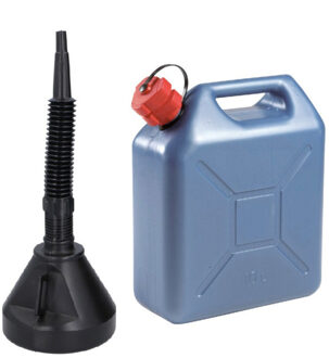 Eda Jerrycan blauw voor olie en brandstof - van 10 liter - met een handige grote trechter van 39 cm