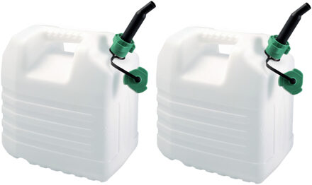 Eda Jerrycan voor brandstof - 2x stuks - 20 liter - L35 x B23 x H37 cm - kunststof - met schenktuit
