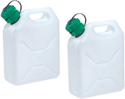 Eda jerrycan voor brandstof - 2x stuks - L24 x B11 x H30 cm - 5 liter - kunststof - benzine / diesel