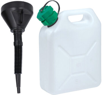 Eda Jerrycan wit voor brandstof van 5 liter met een handige grote trechter