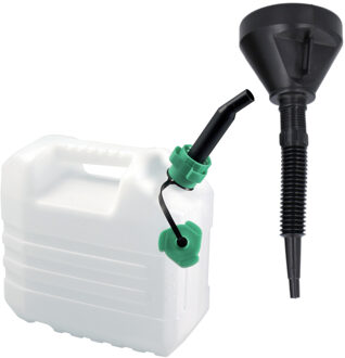 Eda Jerrycan - wit - voor olie en brandstof - 10 liter - met een handige grote trechter