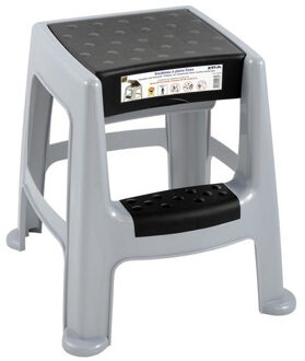 Eda Keukenkrukje/opstapje - grijs/zwart - met opbergruimte - L47 x B45 x H49 cm