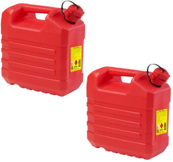 Eda Kunststof jerrycan - 2x stuks - rood - L35 x B23 x H37 cm - 20 liter - geschikt voor brandstof