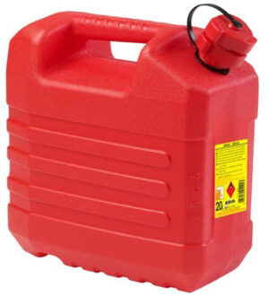 Eda Kunststof jerrycan - rood - L35 x B23 x H37 cm - 20 liter - geschikt voor brandstof