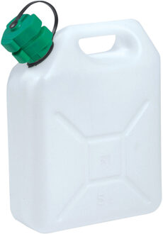 Eda Kunststof jerrycan voor brandstof 5 liter L24 x B11 x H30 cm - Jerrycan voor water Wit