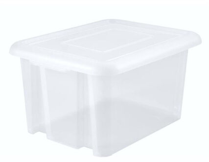 Eda Kunststof opbergbox/opbergdoos wit transparant L58 x B44 x H31 cm stapelbaar - Opbergbox