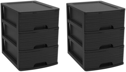 Eda Ladekast/bureau organizer A5 - 2x lades stapelbaar - zwart - L19 x B26 x H25 cm