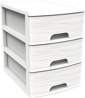 Eda Ladenkast/bureau organizer wit A5 3x lades stapelbaar L27 x B36 x H35 cm - Ladeblok