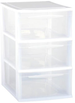 Eda Ladenkast/bureau organizer wit stapelbaar A4 met 3x lades L25 x B36 x H27 cm