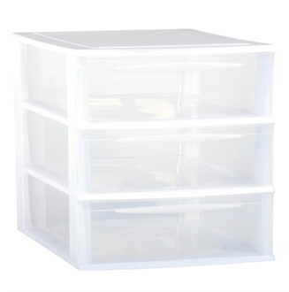 Eda Ladenkast/bureau organizer wit stapelbaar A4 met 3x lades L36 x B26 x H28 cm - Ladeblok