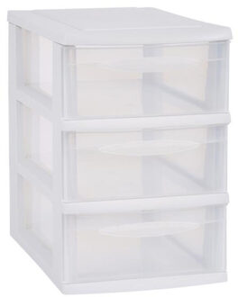 Eda Ladenkast/bureau organizer wit stapelbaar A5 met 3x lades L18 x B27 x H27 cm - Ladeblok