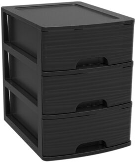 Eda Ladenkast/bureau organizer zwart A5 3x lades stapelbaar L19 x B26 x H25 cm - Ladeblok