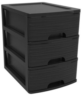 Eda Ladenkast/bureau organizer zwart A5 3x lades stapelbaar L27 x B36 x H35 cm - Ladeblok