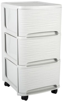 Eda Ladenkast organizer - wit - 3x lades - met wieltjes - L32 x B37 x H61 cm