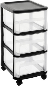 Eda Ladenkast organizer - zwart - A4 - 3 lades - met wieltjes - L32 x B37 x H61 cm - Ladenblokken
