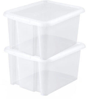 Eda Opbergbox 30L - 8x - wit - stapelbaar - L44 x B36 x H25 cm - kunststof - Bak/Doos met deksel