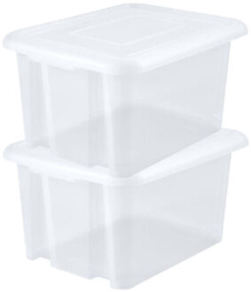 Eda Opbergbox 55L - 6x - wit - stapelbaar - L58 x B44 x H31 cm - kunststof - Bak/doos met deksel