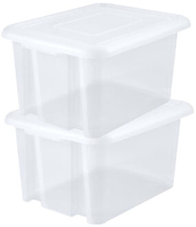 Eda Opbergbox 80L - 6x - wit - stapelbaar - L56 x B50 x H36 cm - kunststof - Bak/doos met deksel