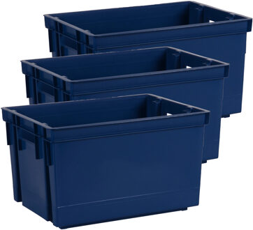Eda Opbergbox/opbergkrat 20 L - 6x - blauw - kunststof - 39 x 29 x 23 cm - stapelbaar/nestbaar