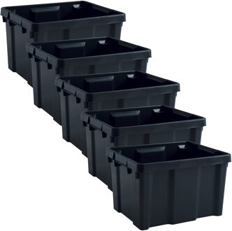 Eda opbergbox/opbergkrat 30 L - 20x - zwart - kunststof - B34 x H26 cm - stapelbaar/nestbaar