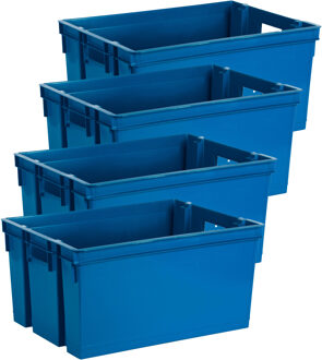 Eda Opbergbox/opbergkrat 50 L - 12x - blauw - kunststof - 56 x 41 x 29 - stapelbaar/nestbaar - Opbergbox