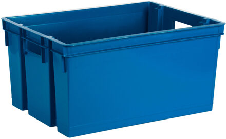 Eda Opbergbox/opbergkrat 50 L - blauw - kunststof - 56 x 41 x 29 - stapelbaar/nestbaar - Opbergbox