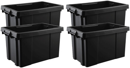 Eda opbergbox/opbergkrat 54 L - 10x - zwart - kunststof - L60 x B40 x H33 cm - stapelbaar/nestbaar