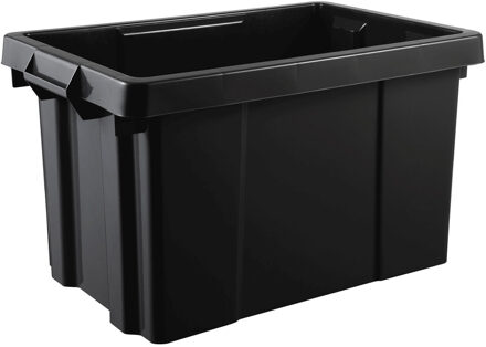 Eda opbergbox/opbergkrat 54 L - zwart - kunststof - L60 x B40 x H33 cm - stapelbaar/nestbaar