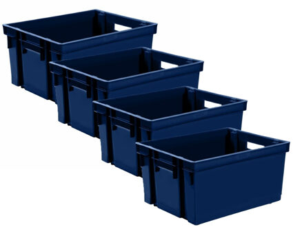 Eda Opbergkrat stapelbaar - 10x - kunststof - 10 Liter - L32 x B26 x H18 cm - blauw