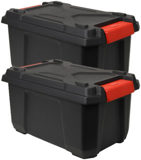 Eda outdoor/tuin opberg box Xpert Pro - 2x - vocht- en vorstbestendig - zwart - 40L - 57 x 36 x 30 c