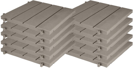 Eda Tuintegel/terrastegel - 10x - taupe - kunststof - weerbestendig - 38 x 38 cm - vlonder vloertegels