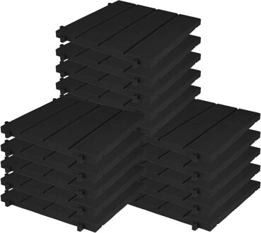 Eda Tuintegel/terrastegel - 15x - zwart - kunststof - weerbestendig - 38 x 38 cm - vlonder vloertegels