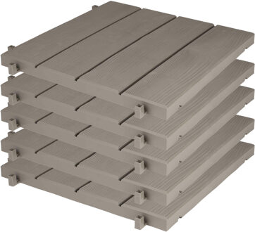 Eda Tuintegel/terrastegel - 5x - taupe - kunststof - weerbestendig - 38 x 38 cm - vlonder vloertegels