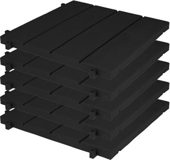 Eda Tuintegel/terrastegel - 5x - zwart - kunststof - weerbestendig - 38 x 38 cm - vlonder vloertegels