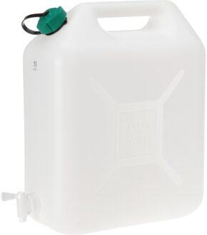 Eda water jerrycan met inhoud 20 liter - kunststof - transparant - met kraantje - draagbaar
