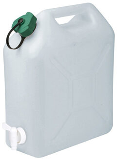 Eda Water Jerrycan of watertank - 15 Liters - met kraantje - transparant kunststof - 32x16x38cm