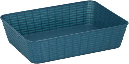 Edco 1x Blauwe plastic opbergmanden rechthoekig 25 x 19 x 6 cm - Opbergmanden